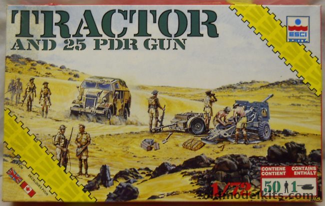 ESCI 1/72 Morris Quad Tractor with 25 Pdr Gun and British 8th Army Soldiers, 8614 plastic model kit